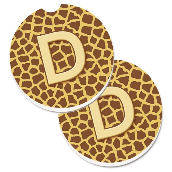Carolines Treasures Monogram Initial D Giraffe Set of 2 Cup Holder Car Coaster CJ1025-DCARC - main